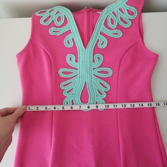 Crown & Ivy Hot Pink and Teal Embroidered V Neck Sleeveless Shift Dress Size S - Picture 7 of 10